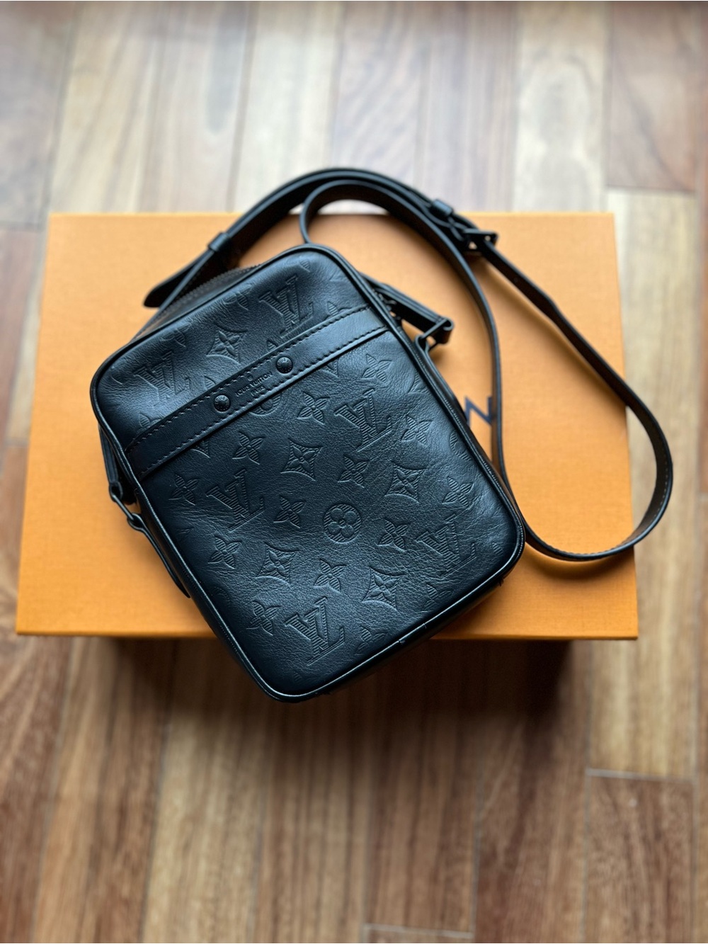 Louis Vuitton Black Monogram Shadow Danube Shoulder Bag